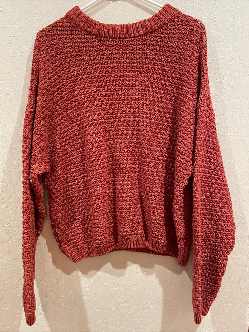Universal Thread Rust Chunky Knit Crewneck Sweater Oversized Boxy Women's XL